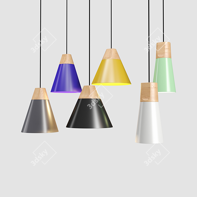 Sleek Slope Pendant Lighting Set 3D model image 2