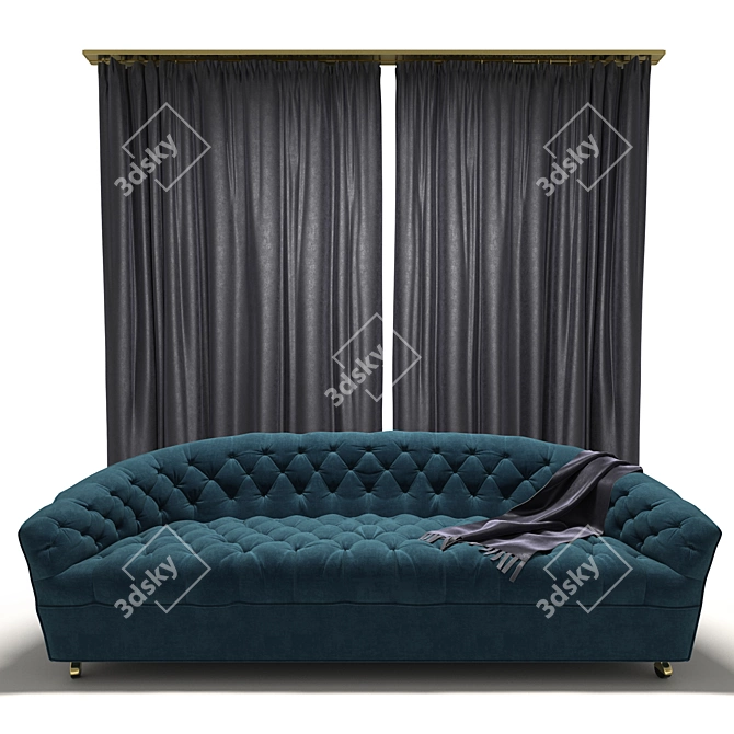 Elegant Tufted Sofa: Luxury for Interiors 3D model image 1