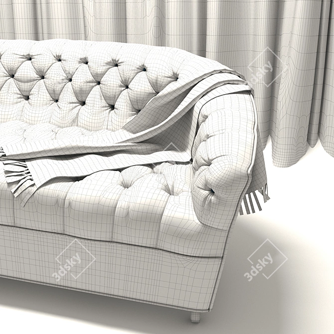 Elegant Tufted Sofa: Luxury for Interiors 3D model image 3