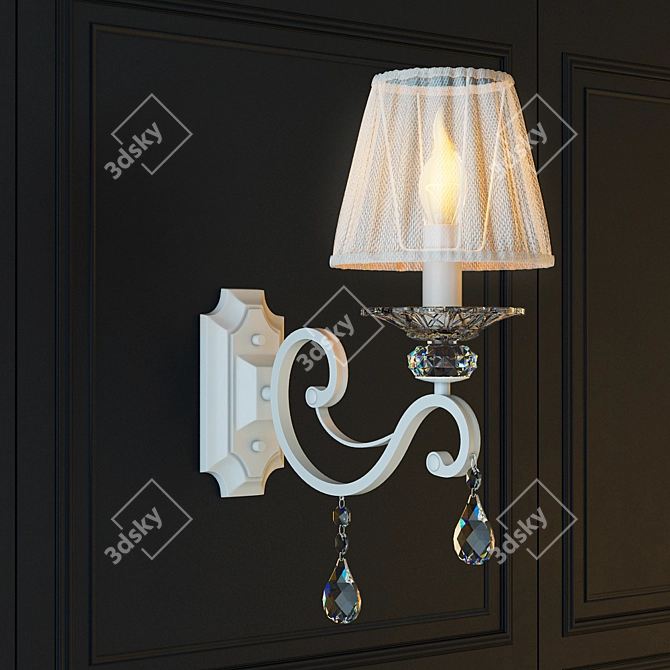 Elegant Cream Gold Floor Lamp 3D model image 2