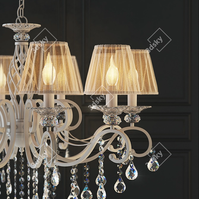 Elegant Cream Gold Chandelier 3D model image 2