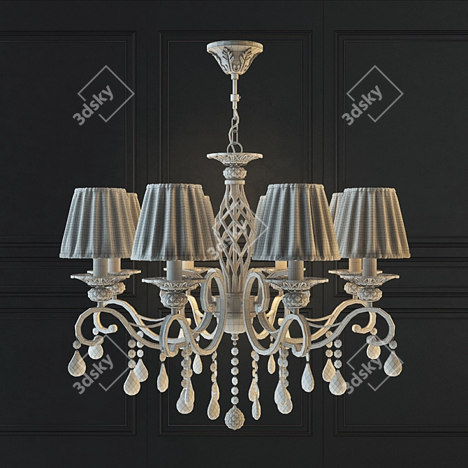 Elegant Cream Gold Chandelier 3D model image 3