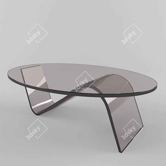 Sleek Wave Glass Coffee Table 3D model image 1