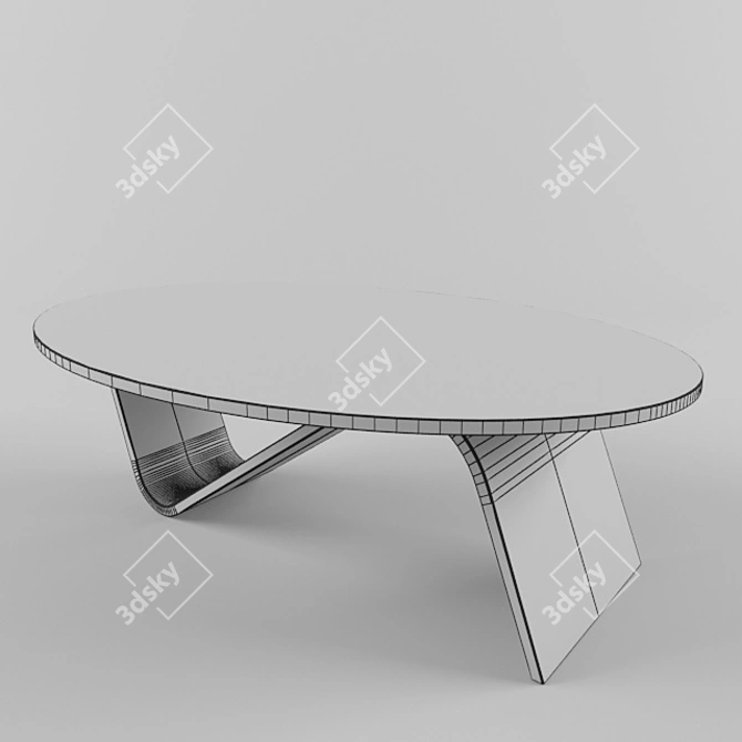 Sleek Wave Glass Coffee Table 3D model image 2