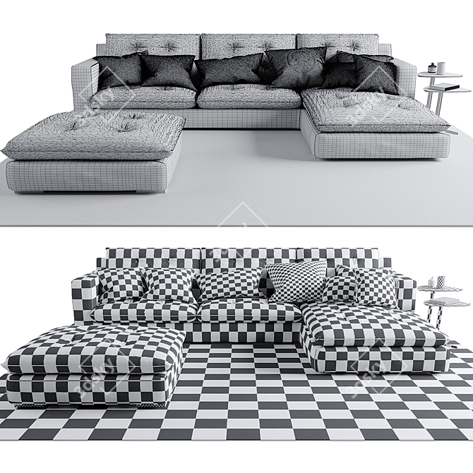 Luxury Miami Sofa & Coffee Table 3D model image 2