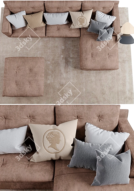 Luxury Miami Sofa & Coffee Table 3D model image 3