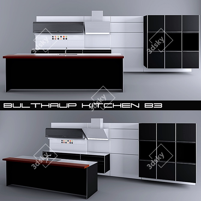 bulthaup b3 Kitchen: Functional Storage & Stylish Island 3D model image 1