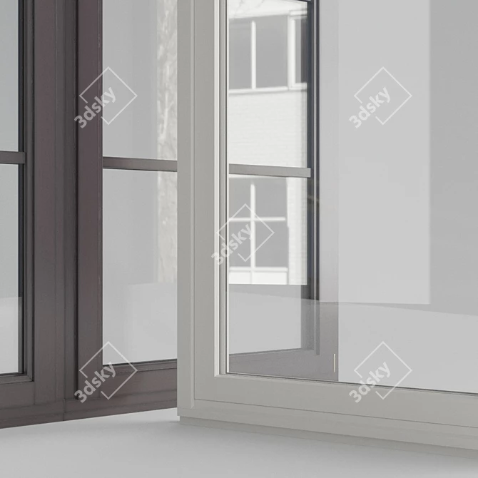 Wooden Double-Glazed Windows: Classic Beauty & Energy Efficiency 3D model image 3