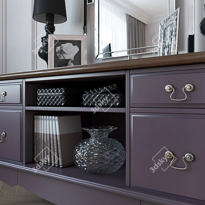 Modern Mirror Chest of Drawers 3D model image 2