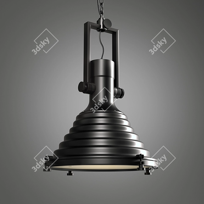 Triple Gear Pendant Lamp - Stylish Steel & Glass Design 3D model image 2