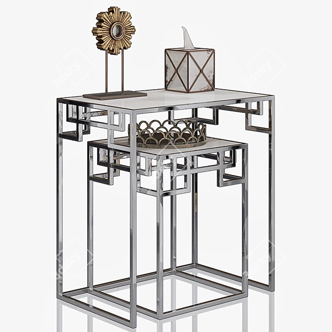 Sleek and Stylish: Worlds Away Mandarin Nesting Tables 3D model image 1