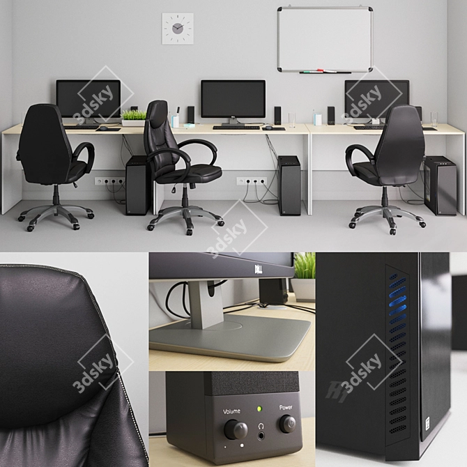 Ultimate Workstation: Sigma Chair, Dell Monitor, Logitech Mouse 3D model image 1