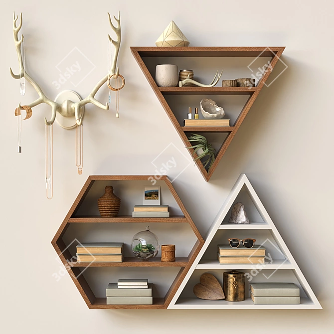 Modern Trifecta Floating Shelves 3D model image 1