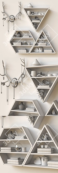 Modern Trifecta Floating Shelves 3D model image 3