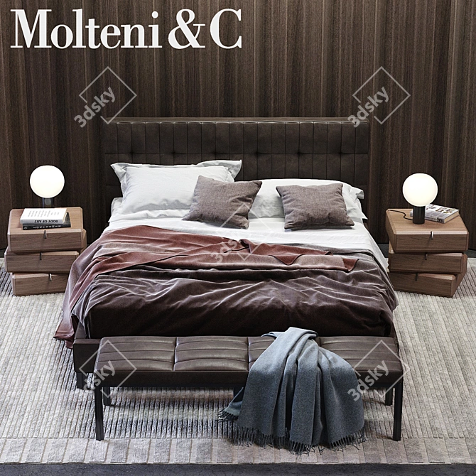 Luxury Molteni&C Anton Bed - Elegant Design for Ultimate Comfort. 3D model image 1