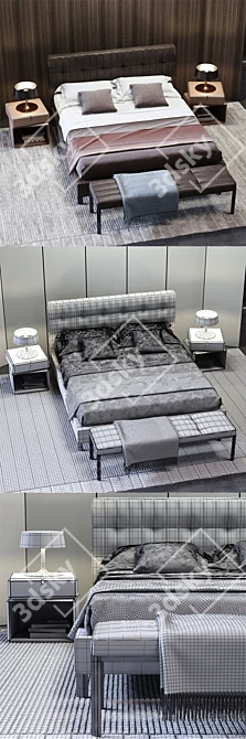 Molteni&C Anton Bed 02: Sleek and Sophisticated Sleep Solution 3D model image 3