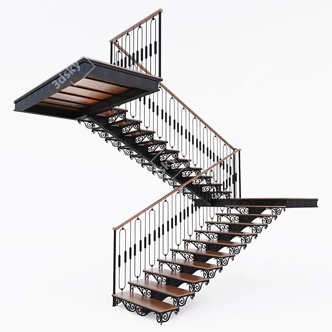 Spiral Forged Ladder 3D model image 1