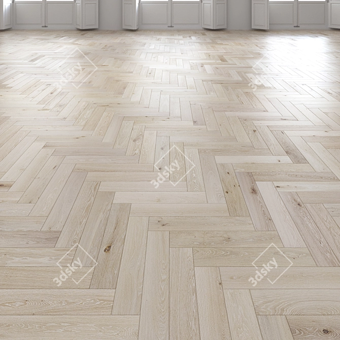 Premium Oak Herringbone Light Flooring 3D model image 1