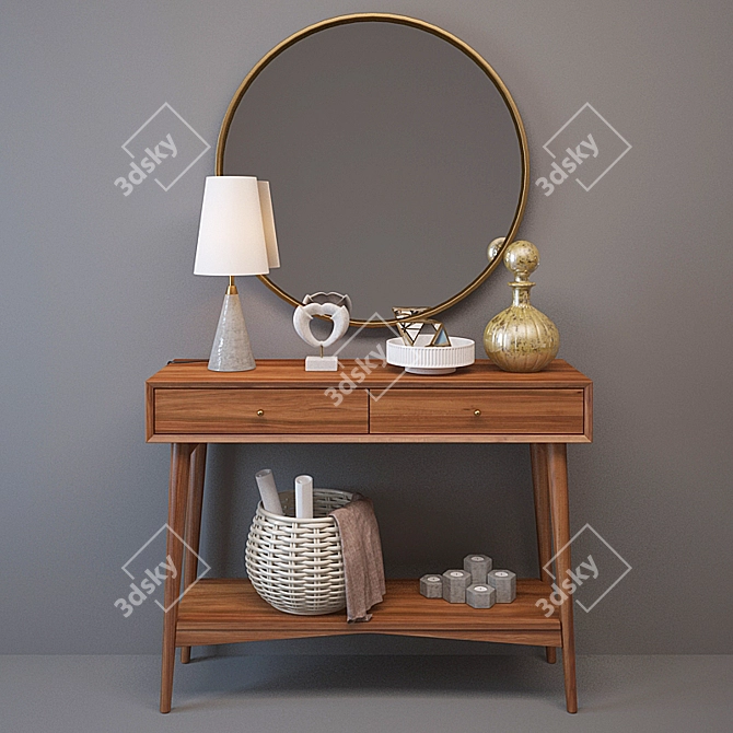 West Elm Mid-Century Console 3D model image 1