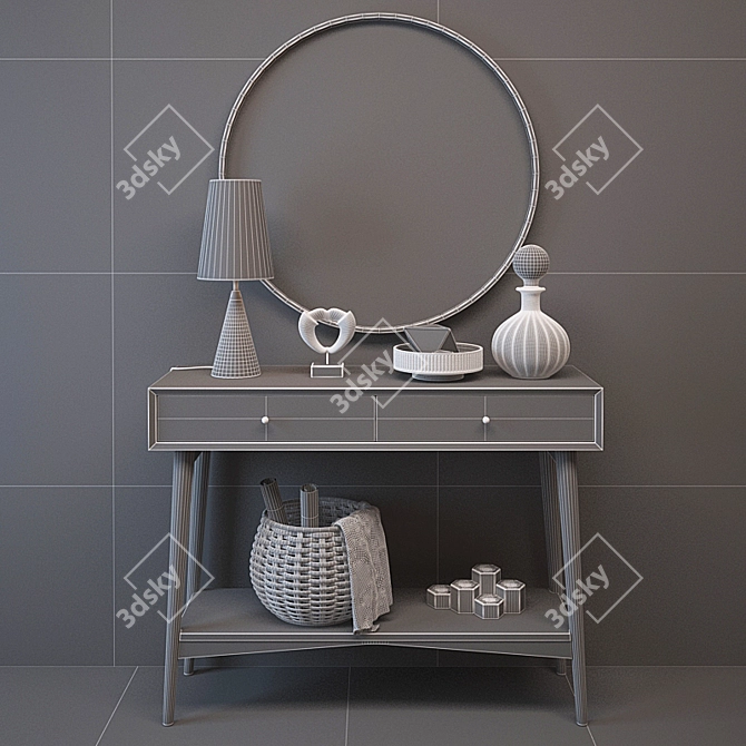 West Elm Mid-Century Console 3D model image 3