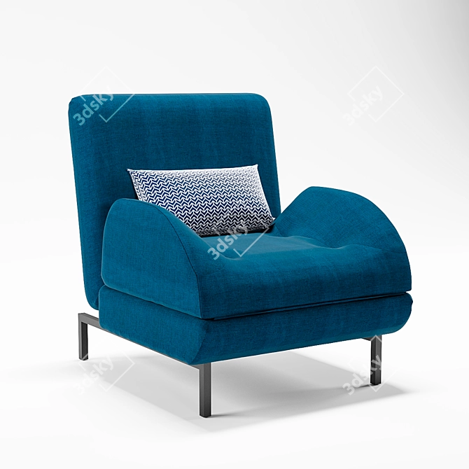 Convertible Blue Fabric Armchair 3D model image 1