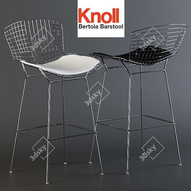 Sleek and Stylish Knoll Bertoia Barstool 3D model image 1