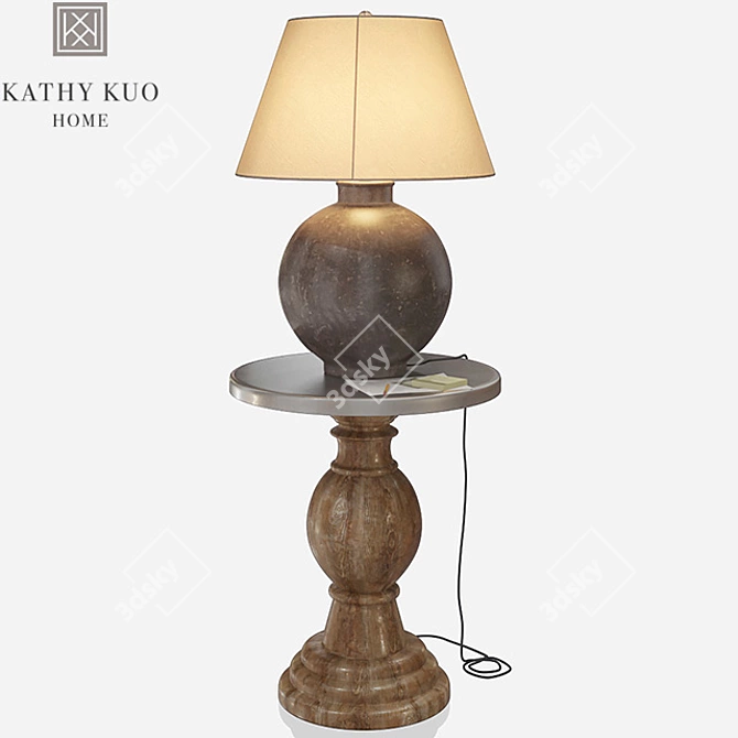 Rustic Aluminum Pedestal Side Table 3D model image 1