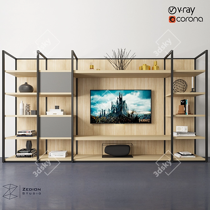 Versatile Wall Storage Solution 3D model image 1