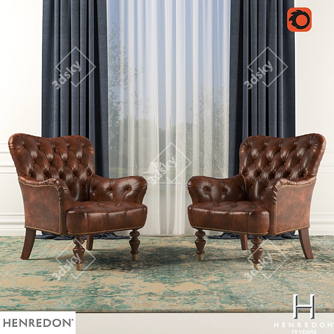 Henredon Hamana Chair: Timeless Elegance in Leather 3D model image 1