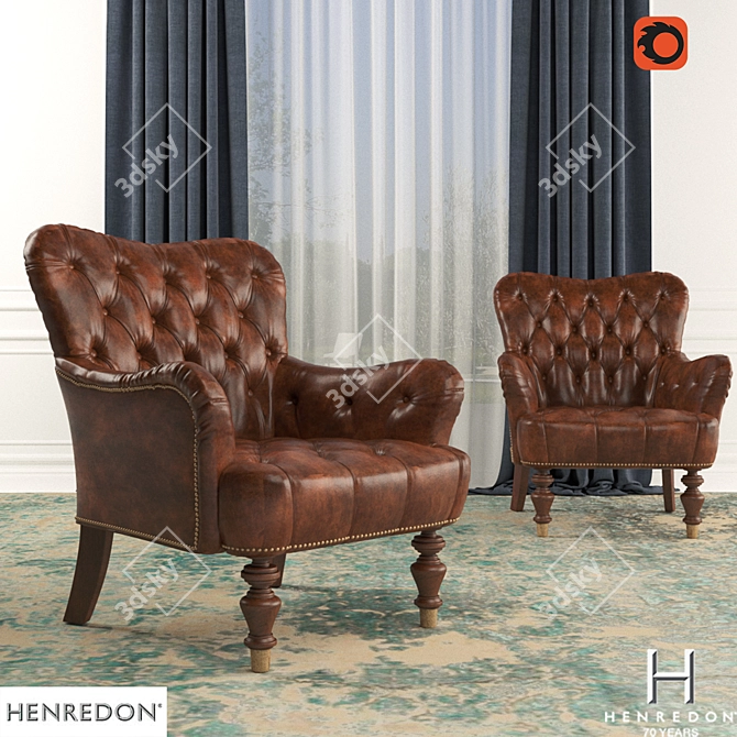 Henredon Hamana Chair: Timeless Elegance in Leather 3D model image 2