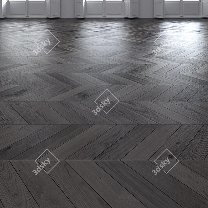 Premium Oak Chevron Dark Floor 3D model image 1