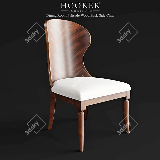 Elegant Palisade Wood Side Chair 3D model image 1