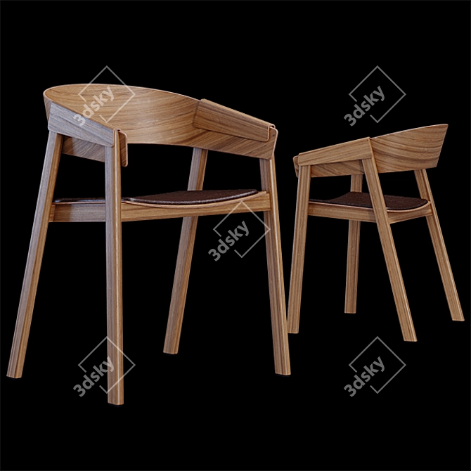 Muuto Split Table & Cover Chair 3D model image 2