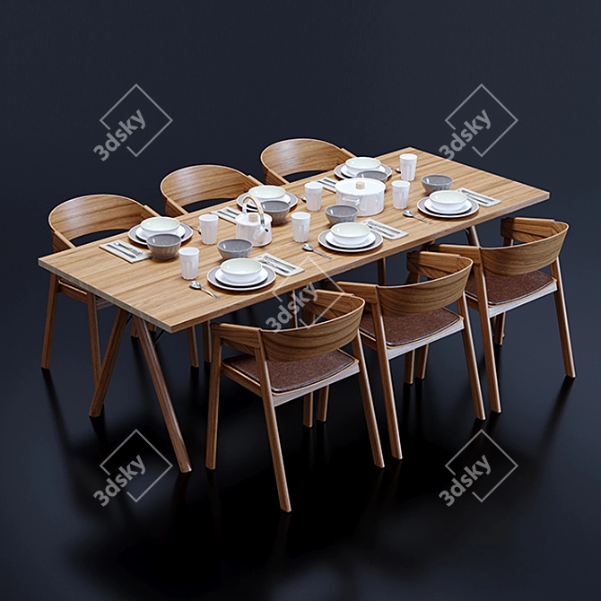 Muuto Split Table & Cover Chair 3D model image 3