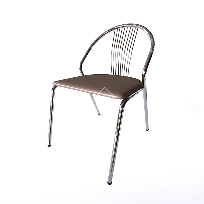 Elegant Chrome Leather Cafe Chair 3D model image 1
