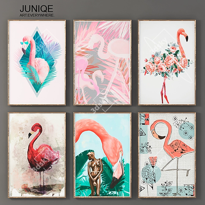 Flamingo Dreams: Juniqe Paintings 3D model image 1