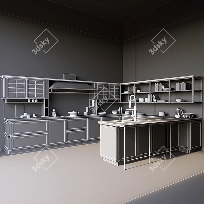 Luxurious Elegance: Snaidero Heritage Kitchen 3D model image 3