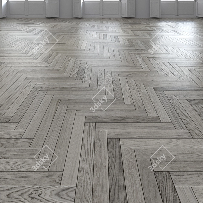 Premium Oak Herringbone Floor 3D model image 1