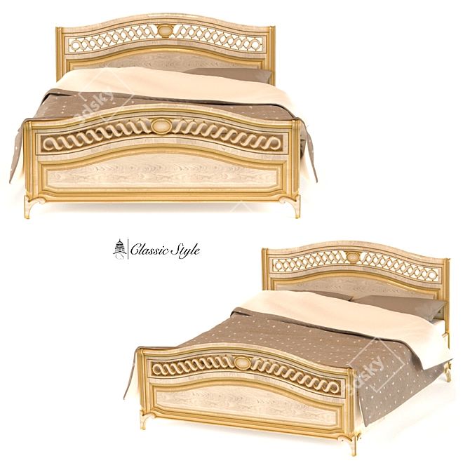 Luxury Gold Patina Bed 3D model image 1