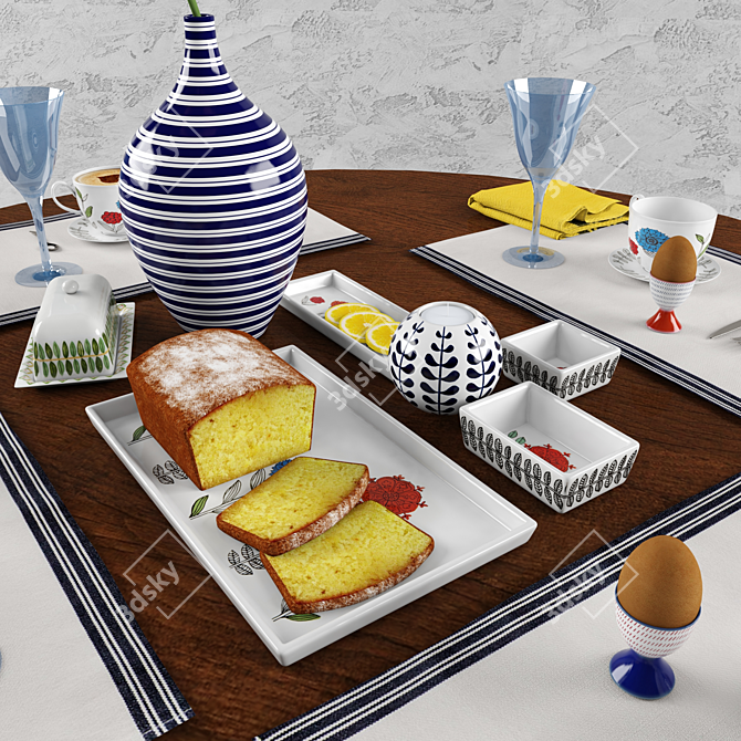 Title: Floral Table Setting by Zara Home 3D model image 2