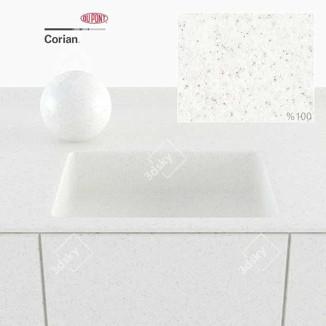 Dupont Corian White Countertops: High-Resolution Stone Textures 3D model image 2