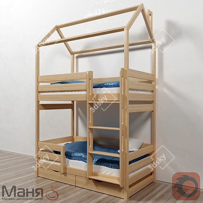 "Castle" Two-Tiered Cot from Manya Beds 3D model image 1