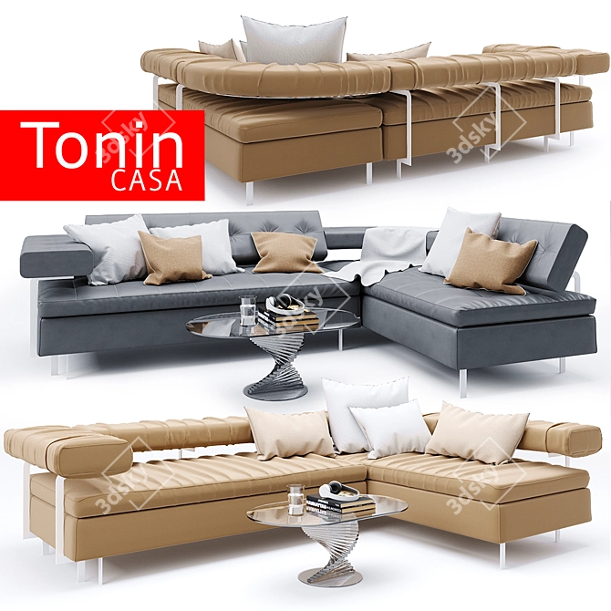 Tonin Casa Playa Buena: Versatile Sofa and Coffee Table Set 3D model image 1