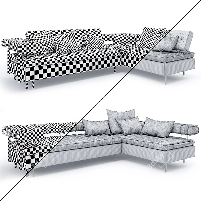 Tonin Casa Playa Buena: Versatile Sofa and Coffee Table Set 3D model image 2