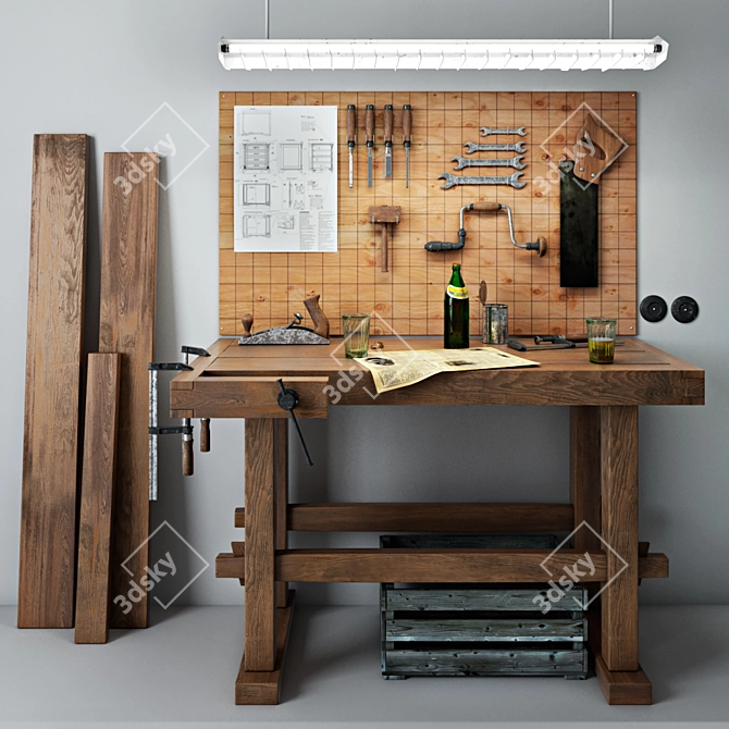 Craftsman Joiner's Workbench 3D model image 1