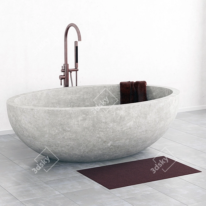 Elegant Bathroom Stone Tiles 3D model image 1