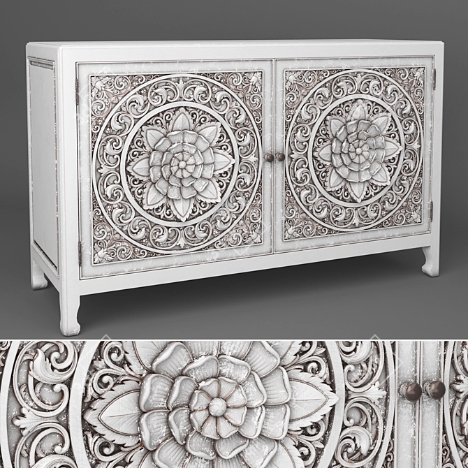 Exquisite Lombok Buffet Carving 3D model image 1