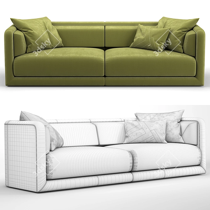 Elegant Fendi Casa Green Maxi Sofa 3D model image 2