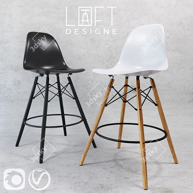 Industrial Loft Barstools - 4 Models Available 3D model image 2