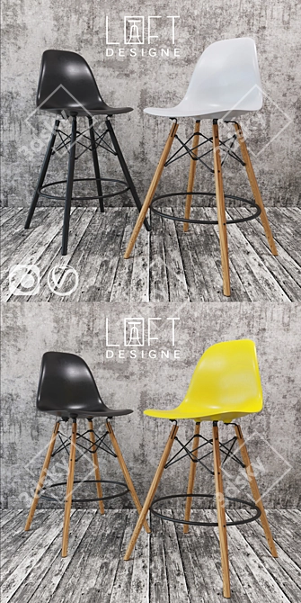 Industrial Loft Barstools - 4 Models Available 3D model image 3